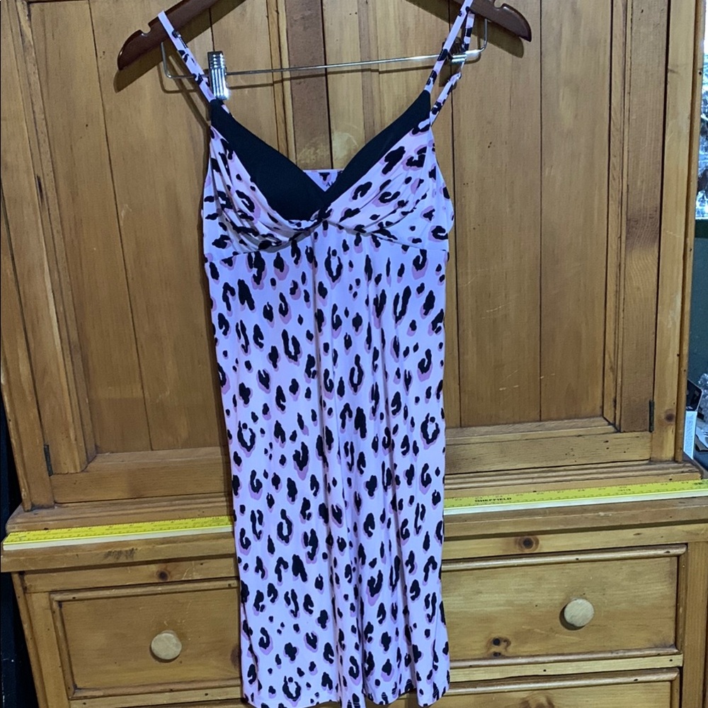 Alfani Pink and Black Chemise with Leopard Print